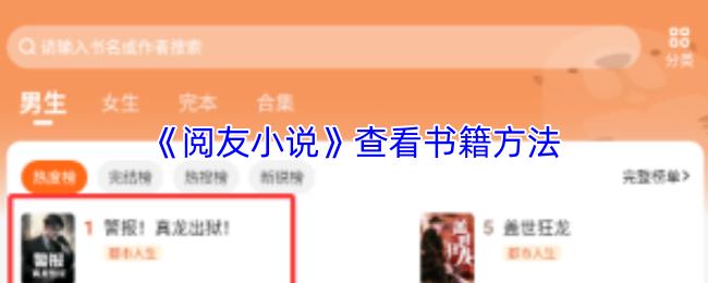 阅友小说 查看书籍方法