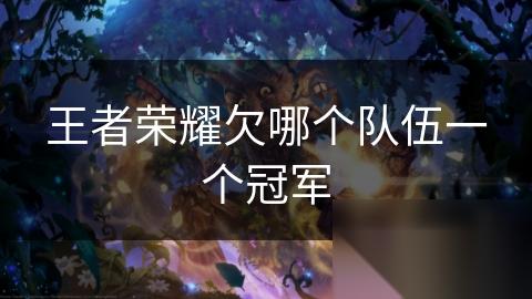 王者荣耀欠哪个队伍一个冠军