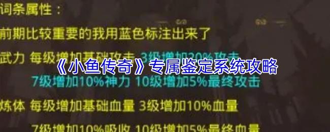 小鱼传奇 专属鉴定系统攻略