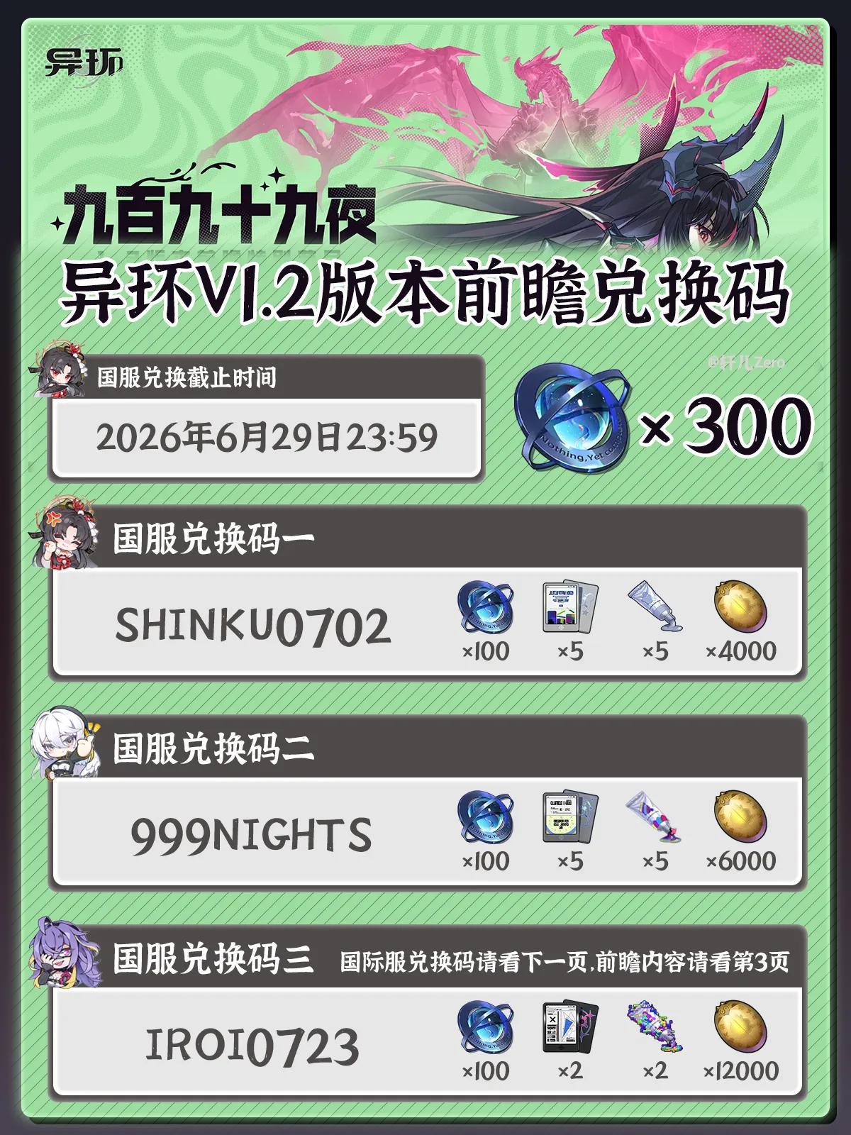 异环1.2前瞻直播兑换码一览