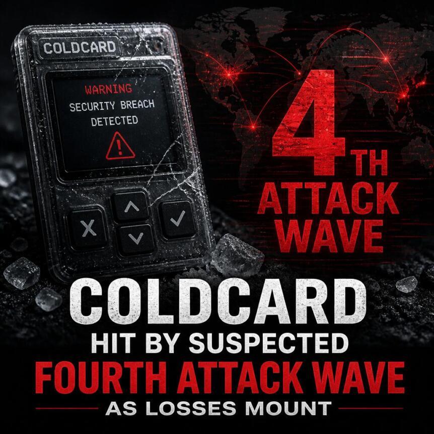 Coldcard遭疑似第四波攻击，损失持续攀升