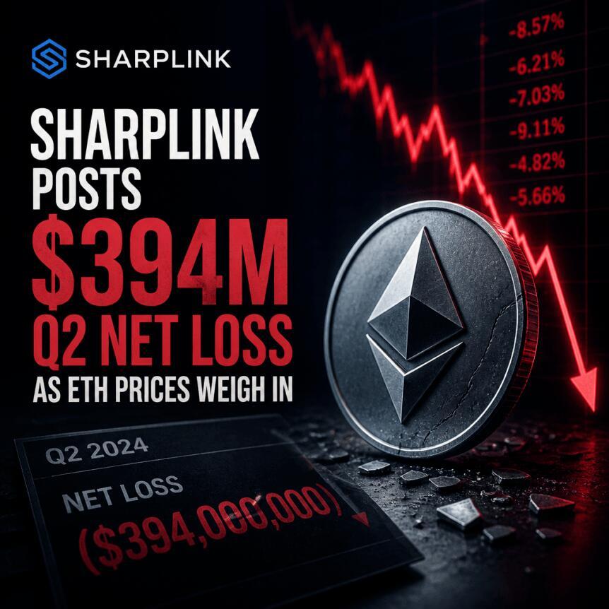 SharpLink第二季度净亏损3.94亿美元，以太坊价格拖累业绩